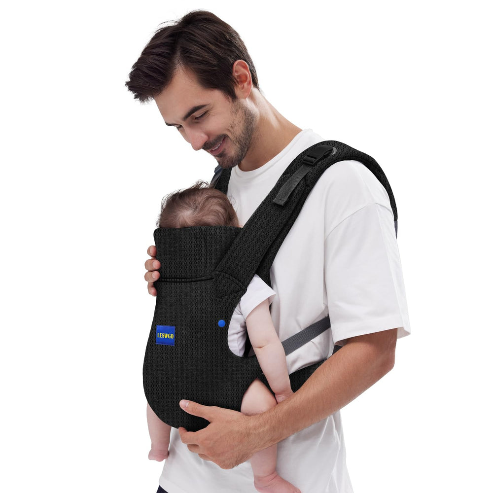 YEMKEZO baby carrier with head support in summer-black for newborn comfort.