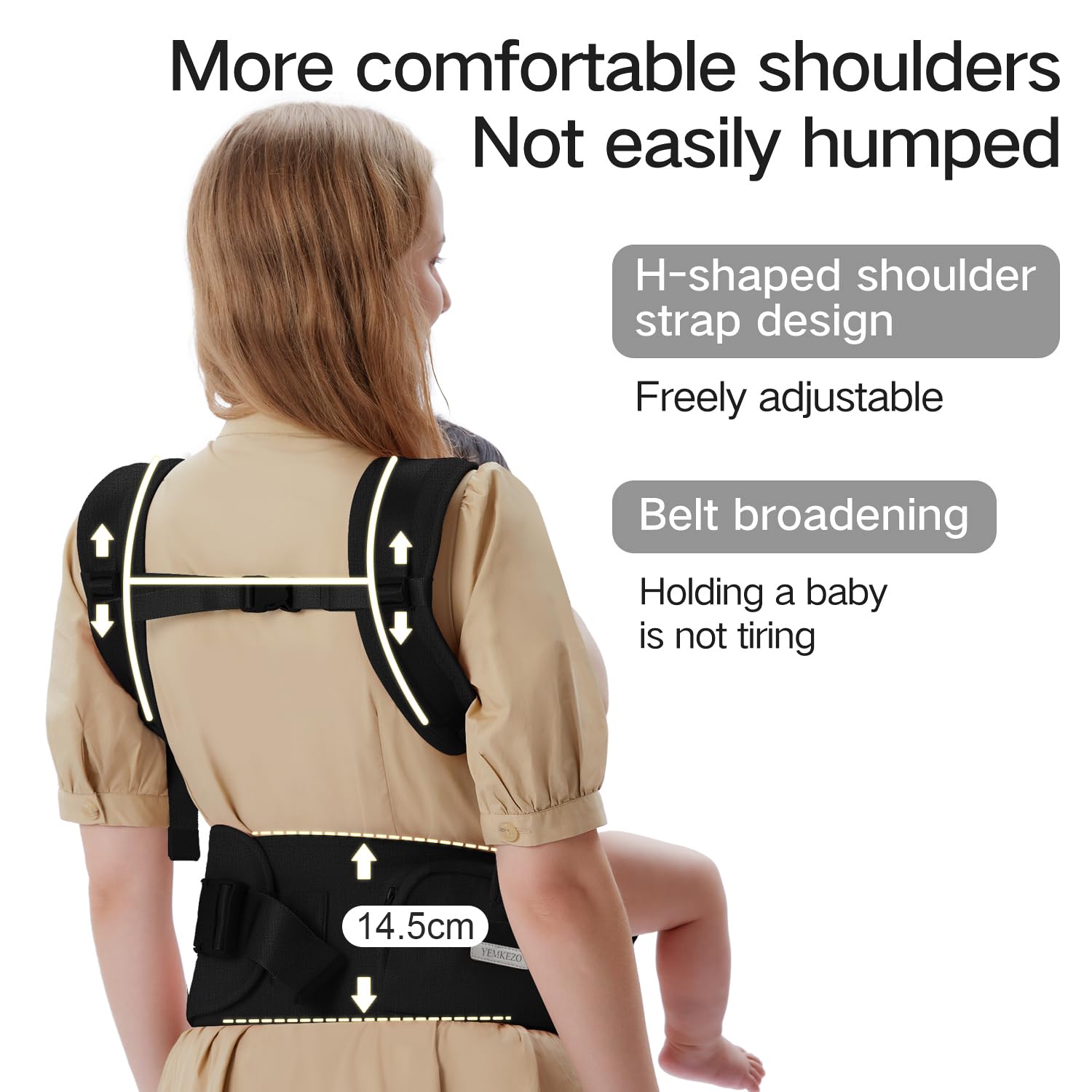 YEMKEZO front-facing carry promotes bonding and supervision.