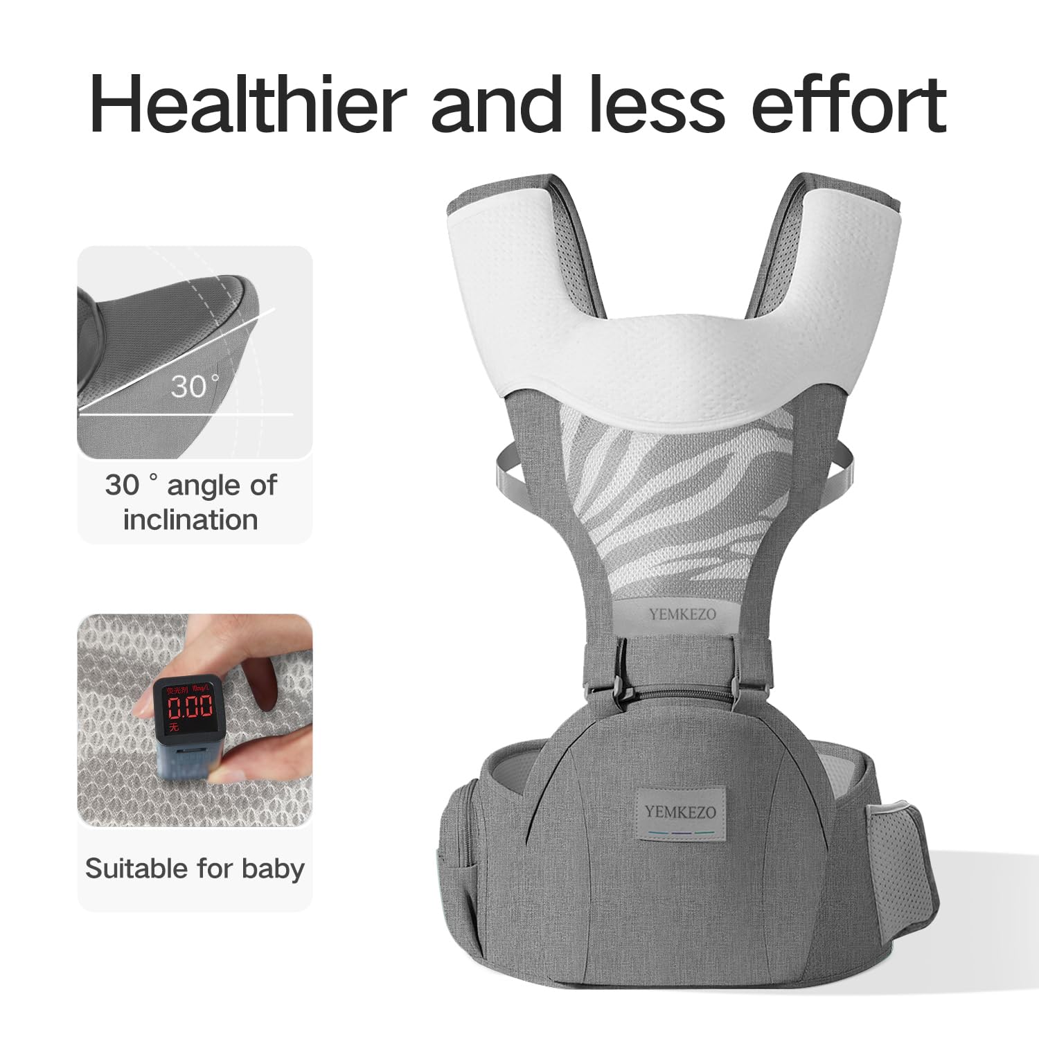 YEMKEZO hip seat detachable feature adapts to different tasks.
