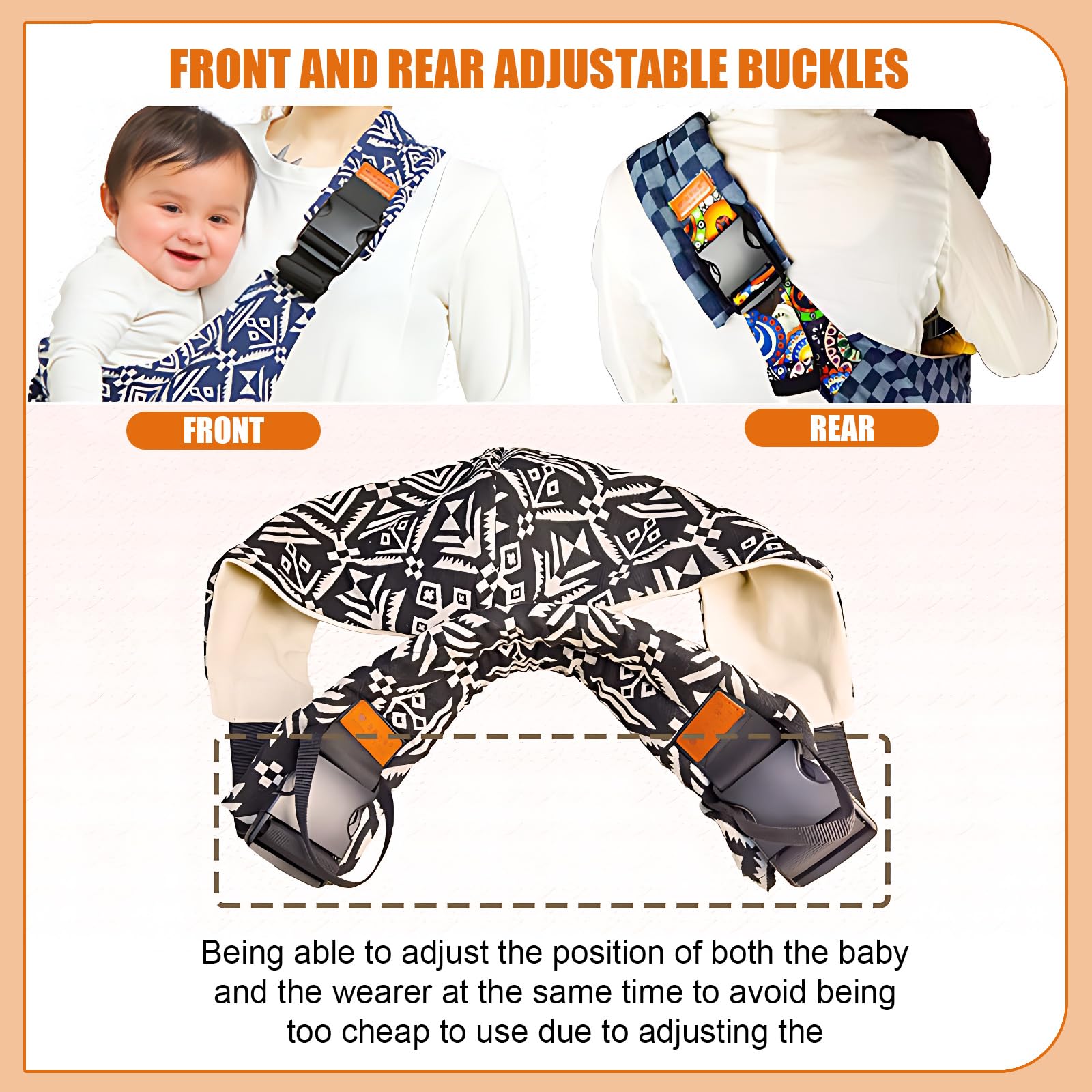 Yemyig Avocado Baby Sling in-use for hands-free carrying during errands.