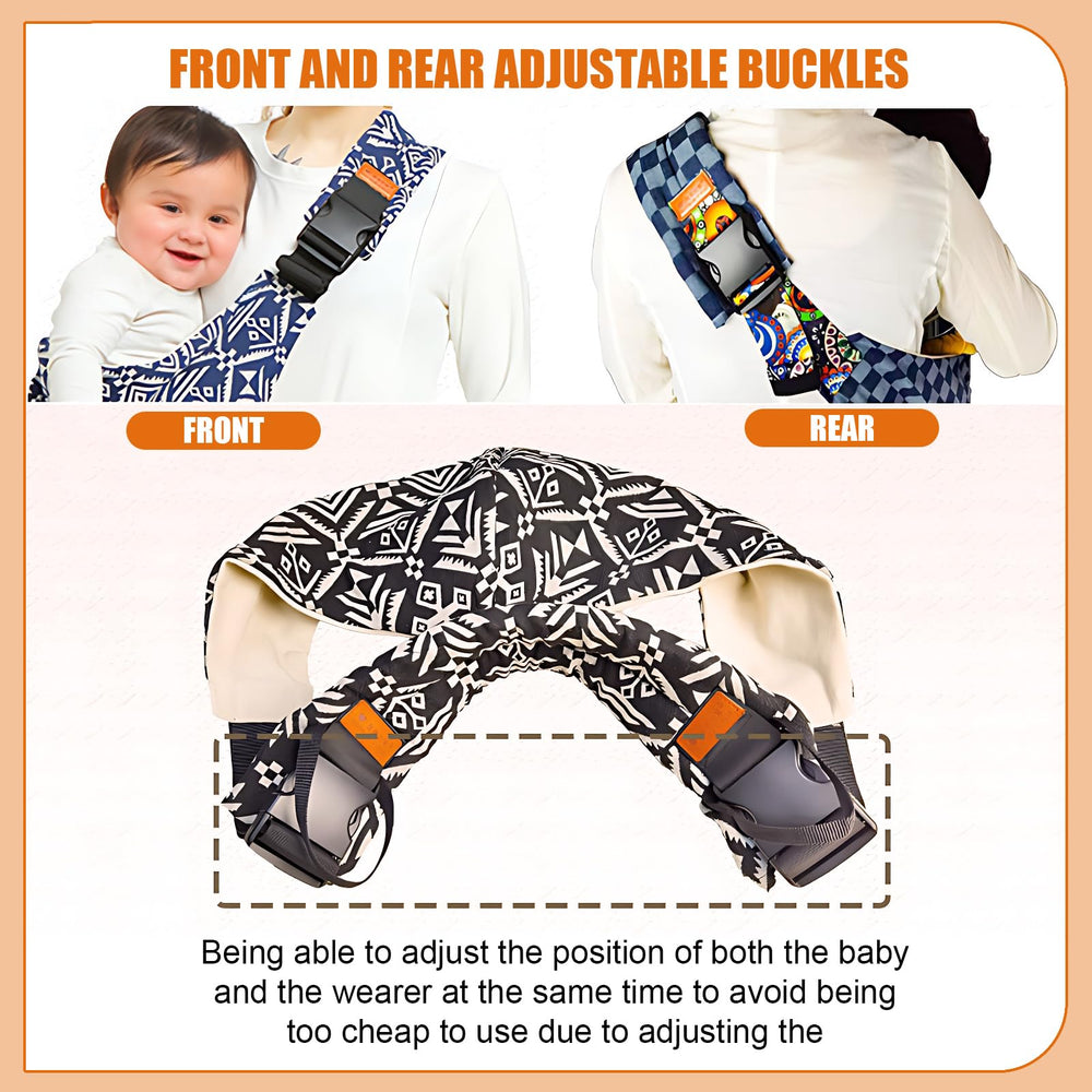 Yemyig Avocado Baby Sling in-use for hands-free carrying during errands.