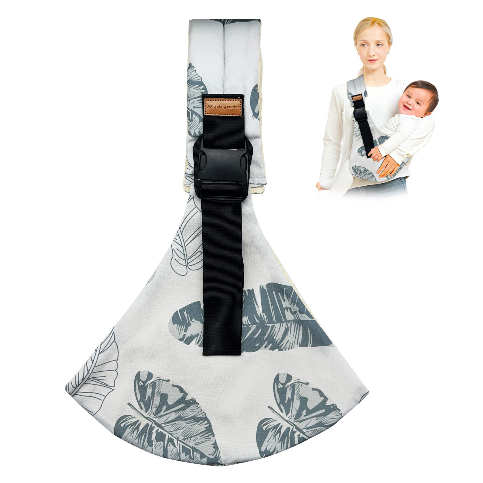 Yemyig Leaf baby sling shoulder-strap for comfortable daily wear.
