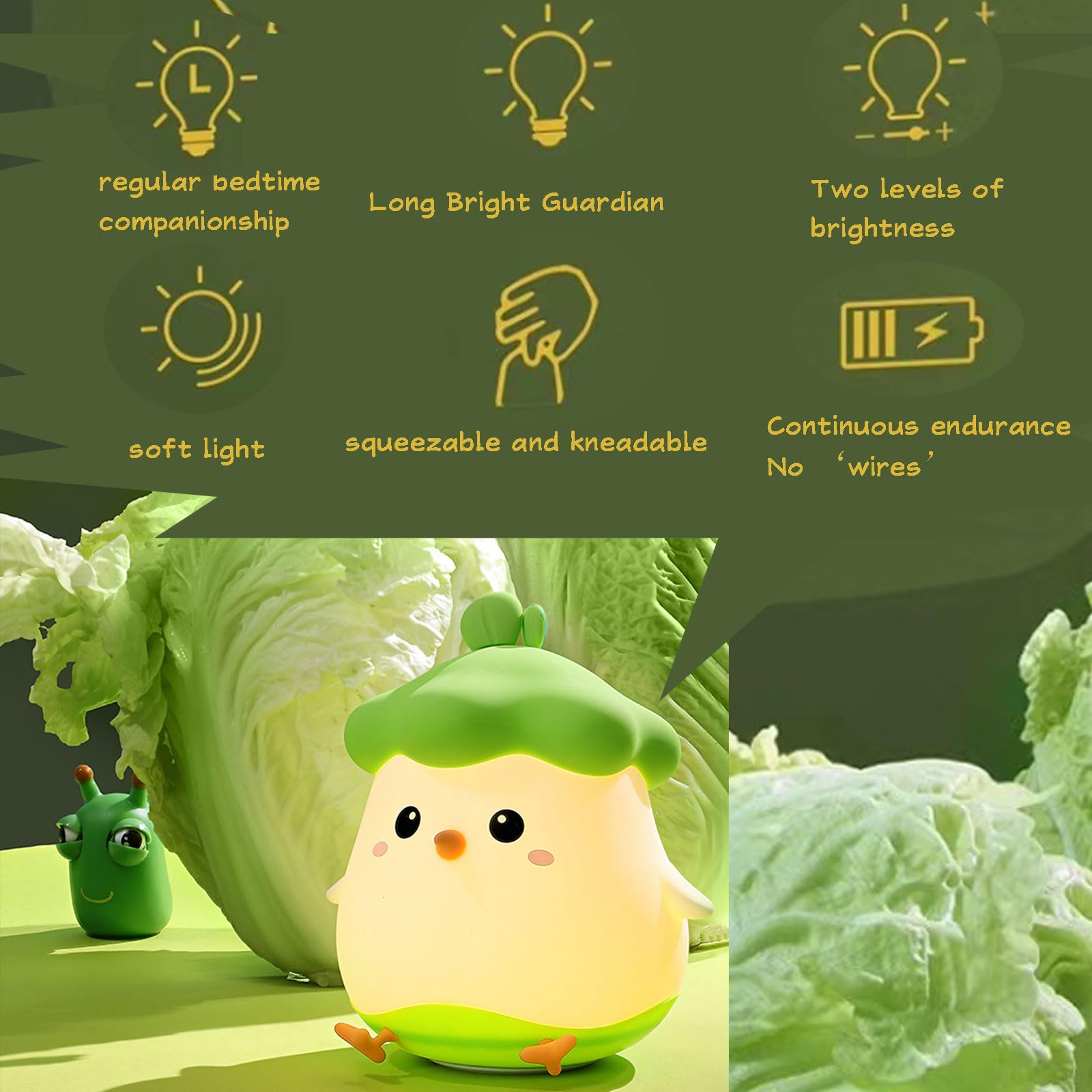 Yenergy Cute Chicken Night Light with rechargeable battery for hours of use