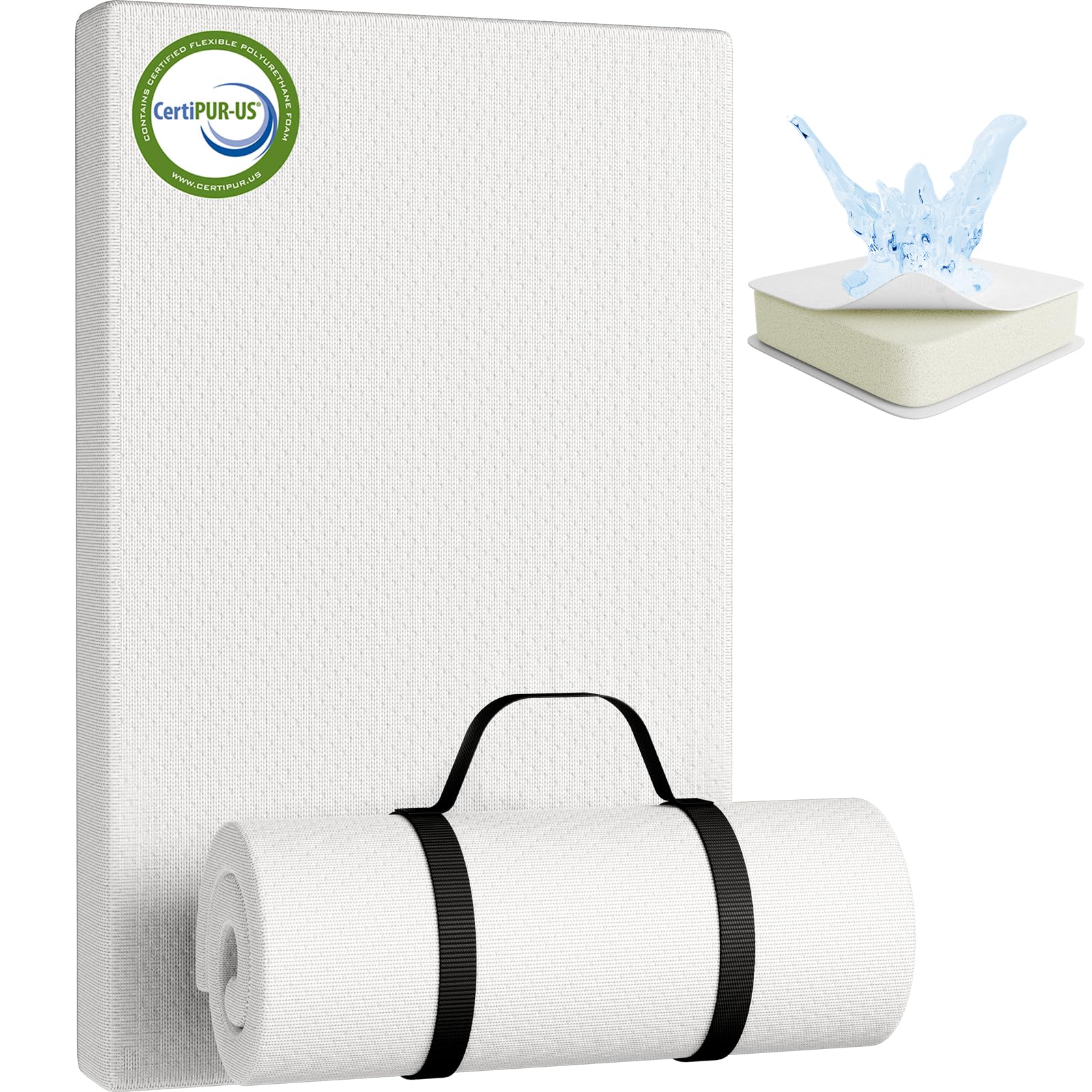 YENING breathable pack-and-play mattress pad shown fitting 38x26 for a snug space.