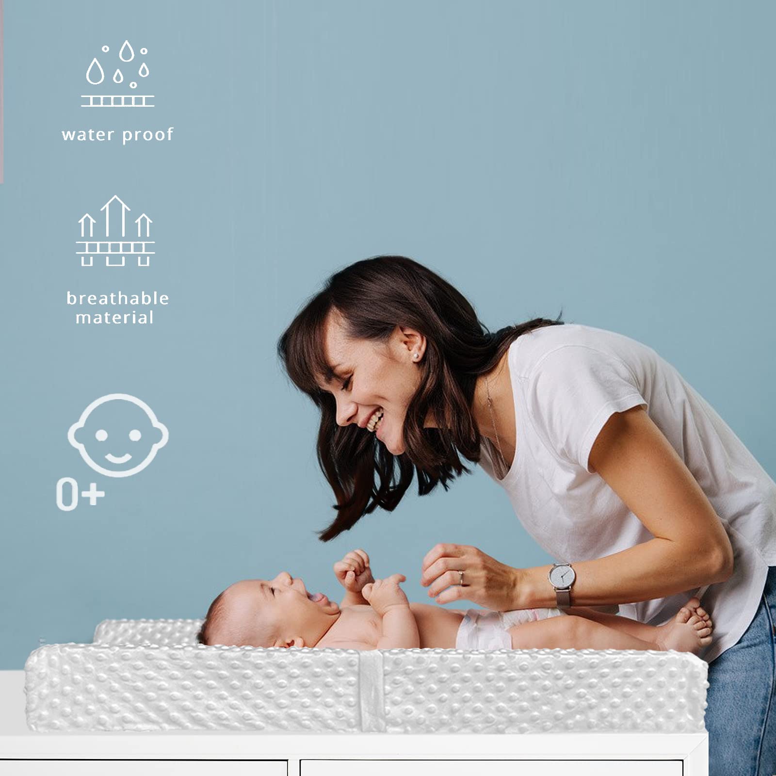YENING mini changing pad foam core with CertiPUR-US foam offers cushioning.