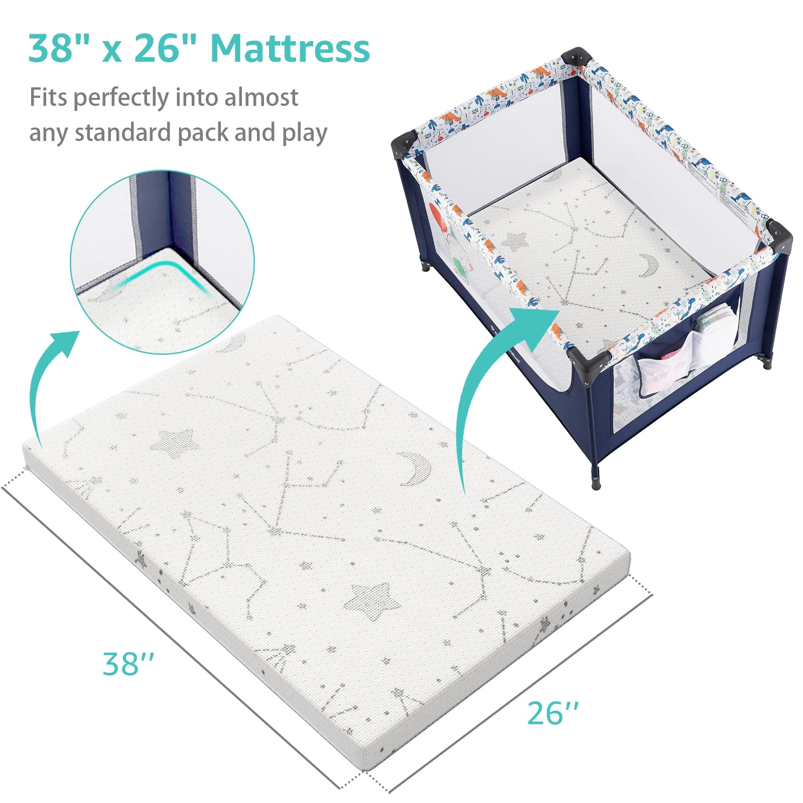 YENING organic cotton cover closeup shows soft, skin-friendly texture.