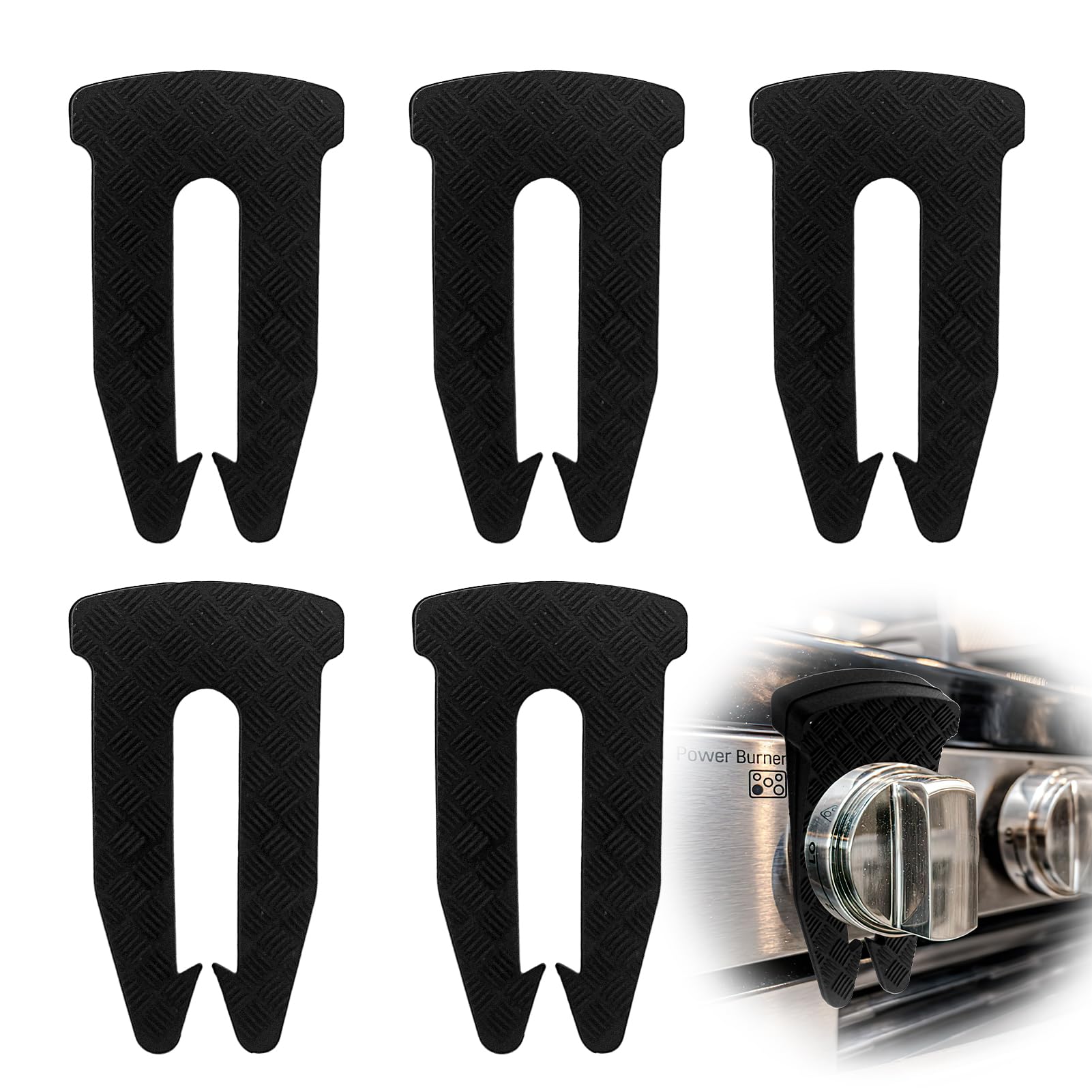 YENOVO gas stove knob locks pack five in black for safer cooking around kids and pets.