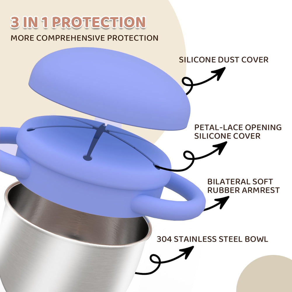 Yeomant toddler cups feature removable lids for quick snack access.