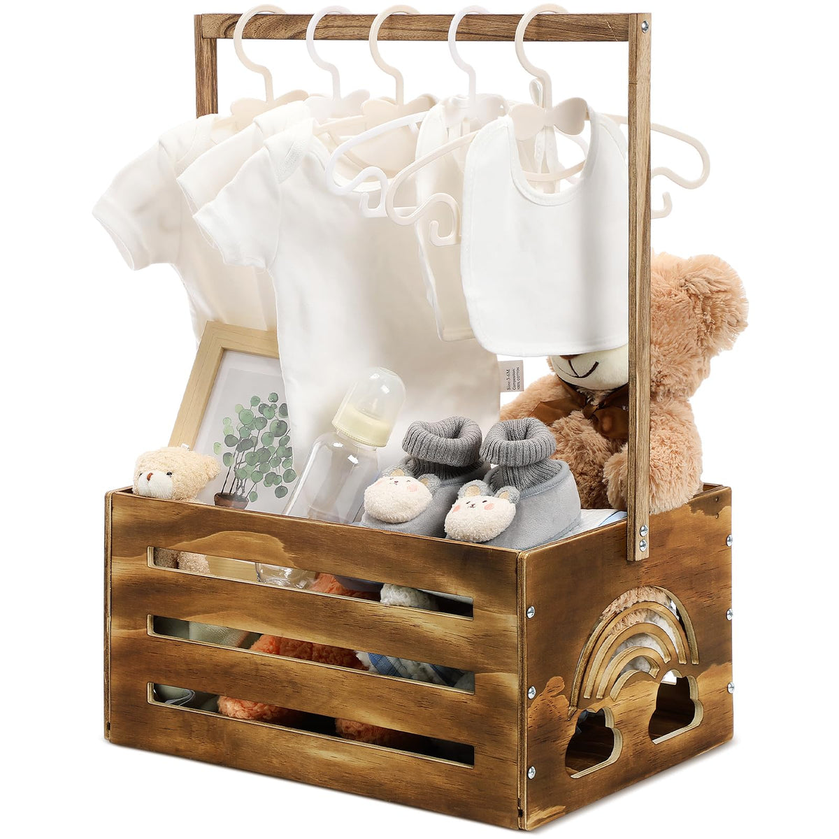 Yerliker wooden baby shower crate closet with durable paulownia wood for nursery organization