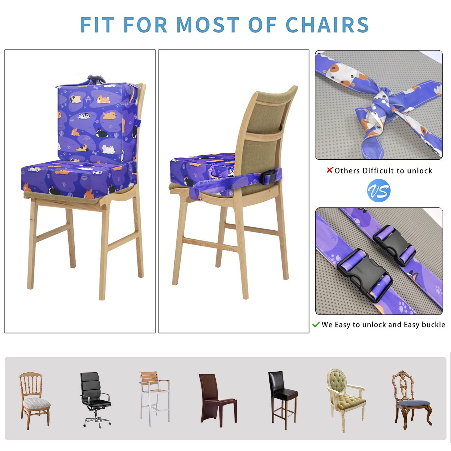Yeroly portable travel booster seat ideal for restaurants and trips