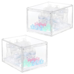 YESGIRL 2-pack clear baby bottle organizer top view keeps bottles organized and accessible.