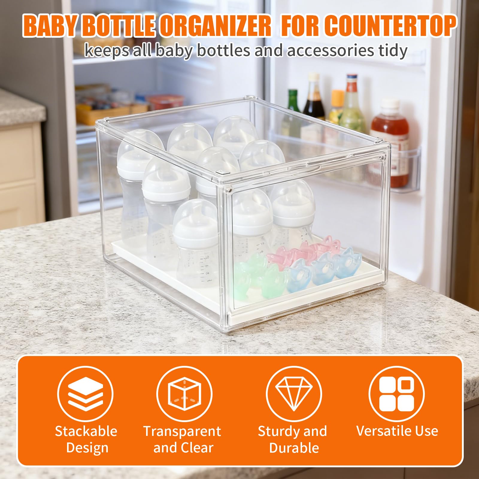 YESGIRL acrylic baby storage shows contents at a glance for hygiene checks.