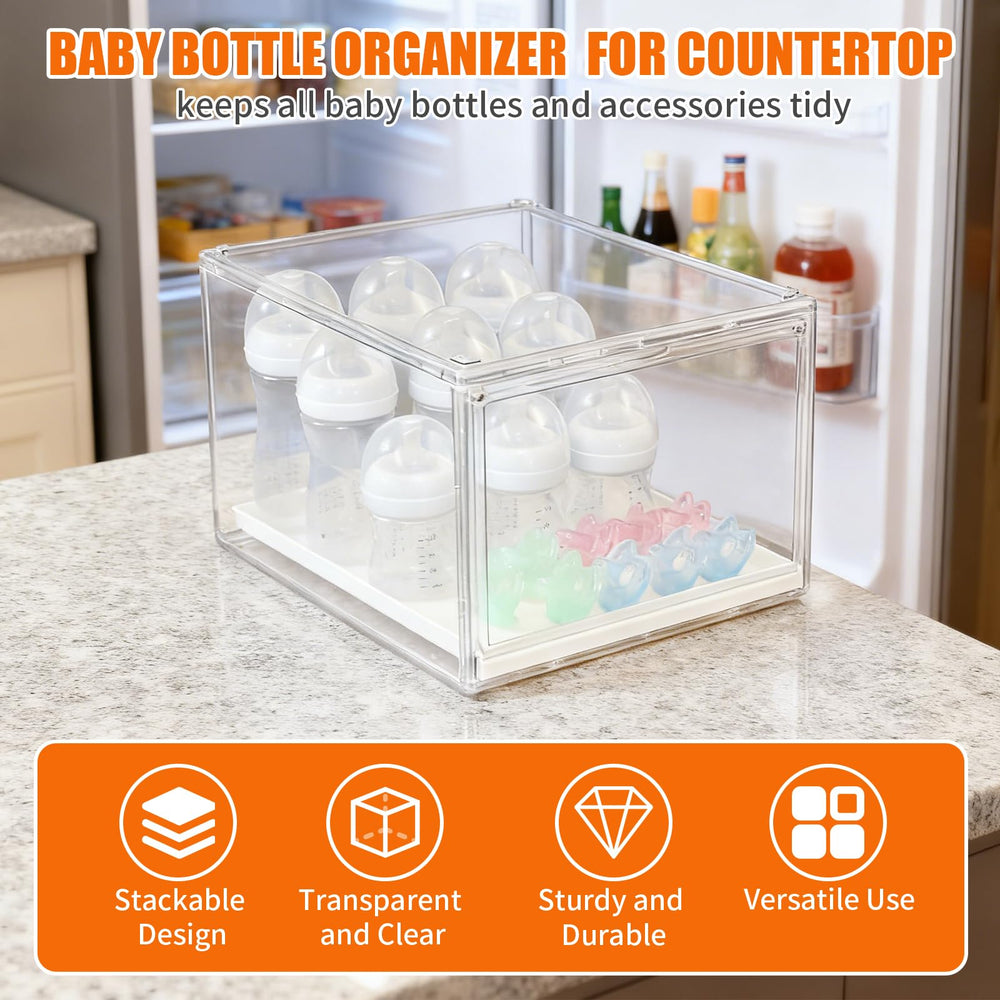 YESGIRL acrylic baby storage shows contents at a glance for hygiene checks.