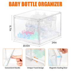 YESGIRL clear drawer bottle storage front access helps quick retrieval of nipples and parts.