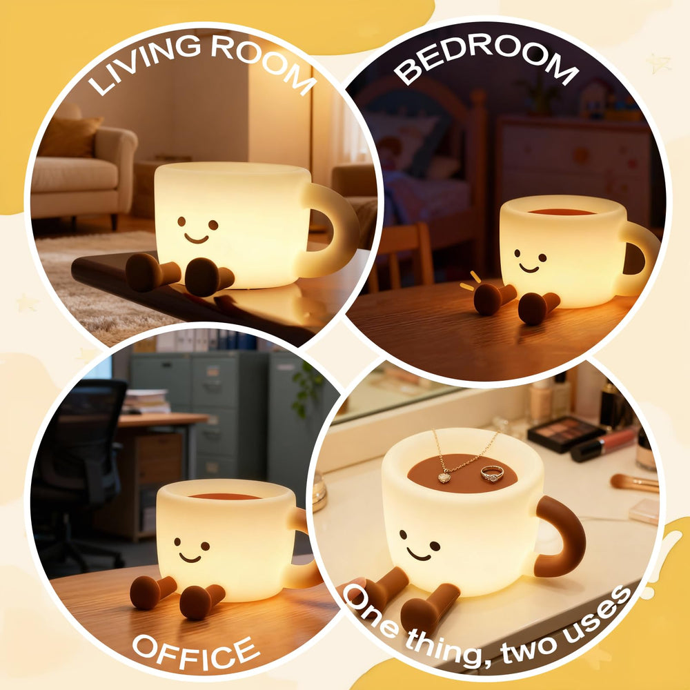Yesinaly coffee cup night light rechargeable cordless convenience for bedside use