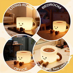 Yesinaly coffee cup night light rechargeable cordless convenience for bedside use