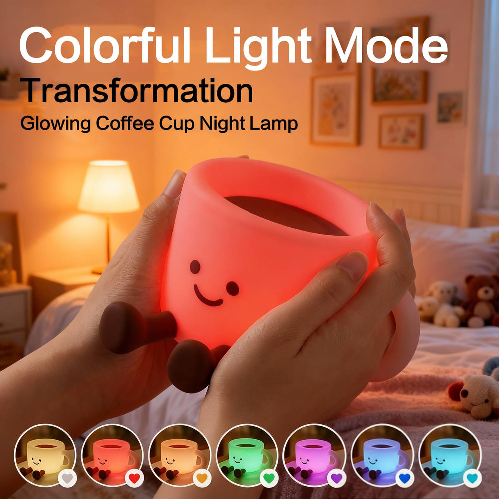 Yesinaly coffee cup night light BPA-free silicone ensures safe, durable, soft-touch glow