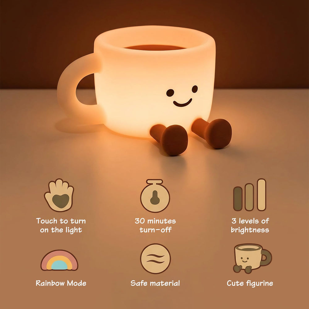 Yesinaly coffee cup night light touch control for easy brightness and color changes