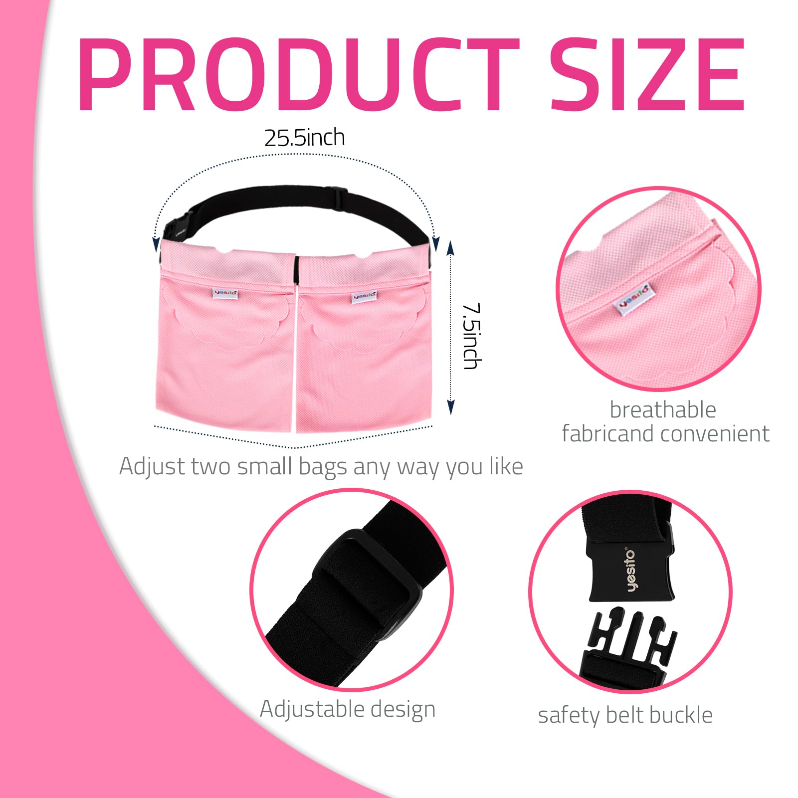 Yesito dual bottle pockets pink pouch keeps bottles stable during rest