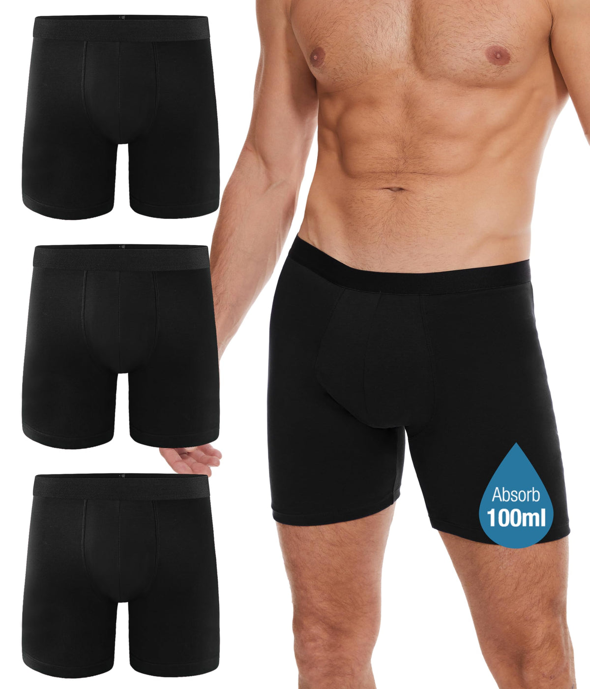 YESWEL long-leg men’s incontinence underwear pack shot for discreet daily wear.