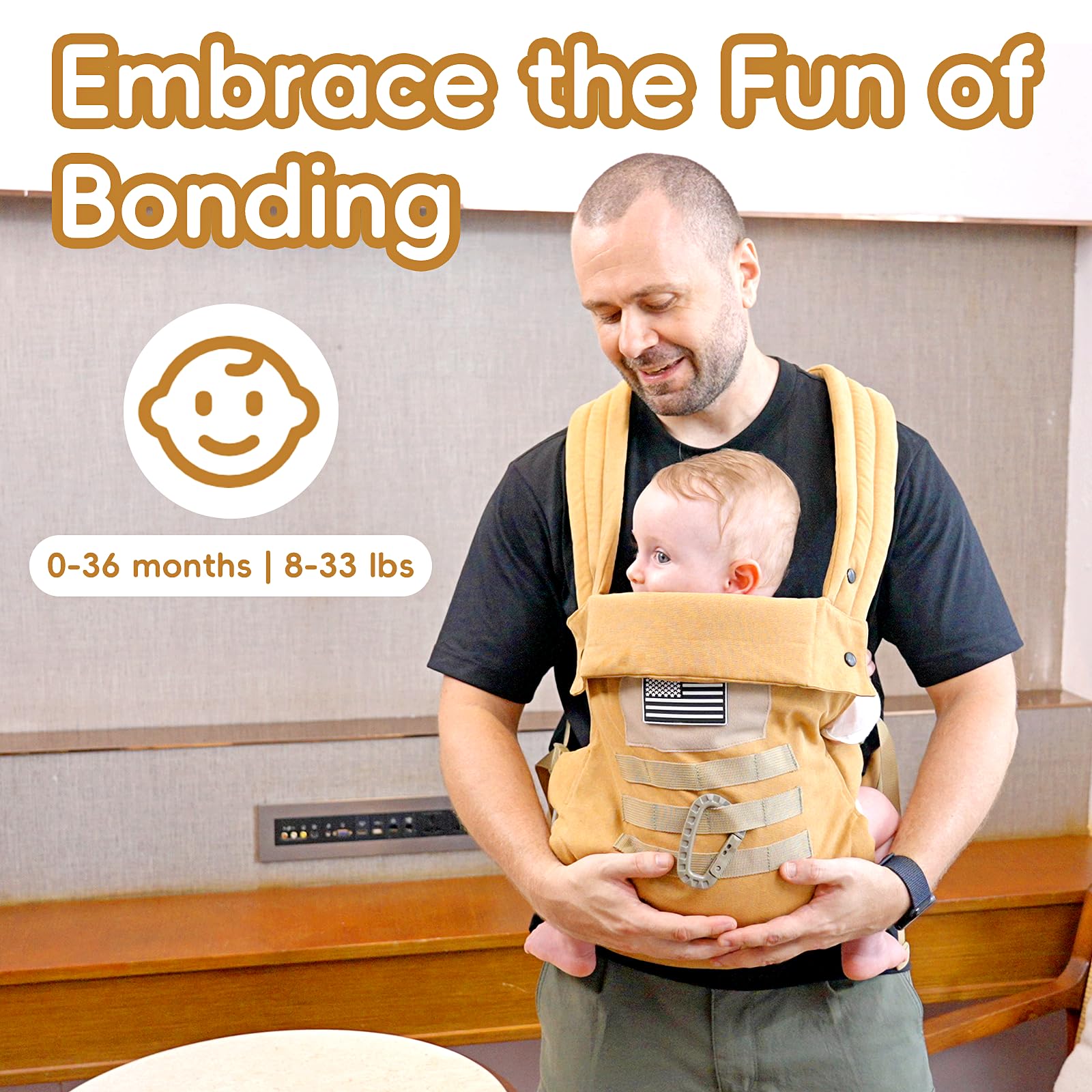 YESYBC baby carrier foldable headrest supports inward-facing naps on the go.
