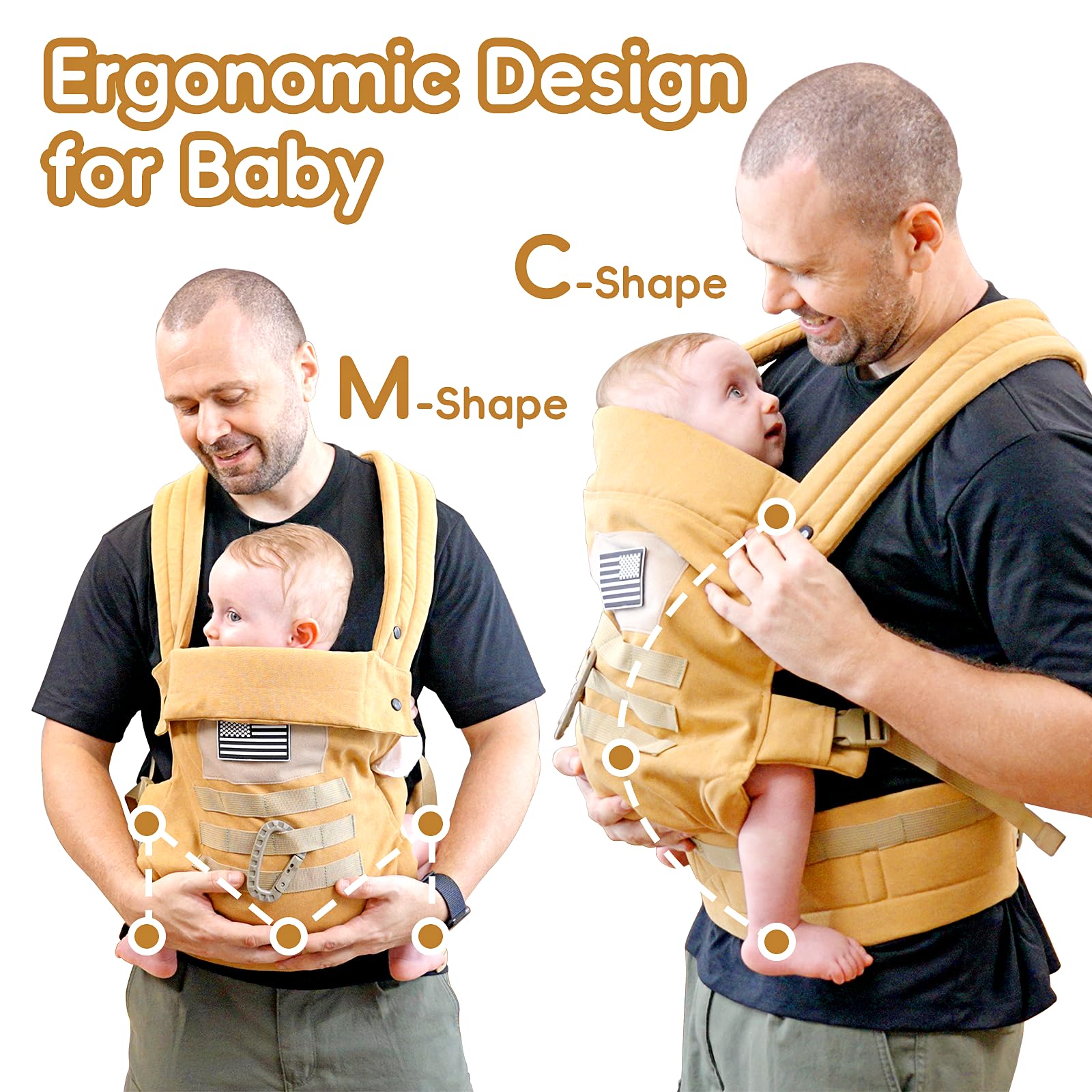 YESYBC baby carrier outward and inward facing options for growing baby.