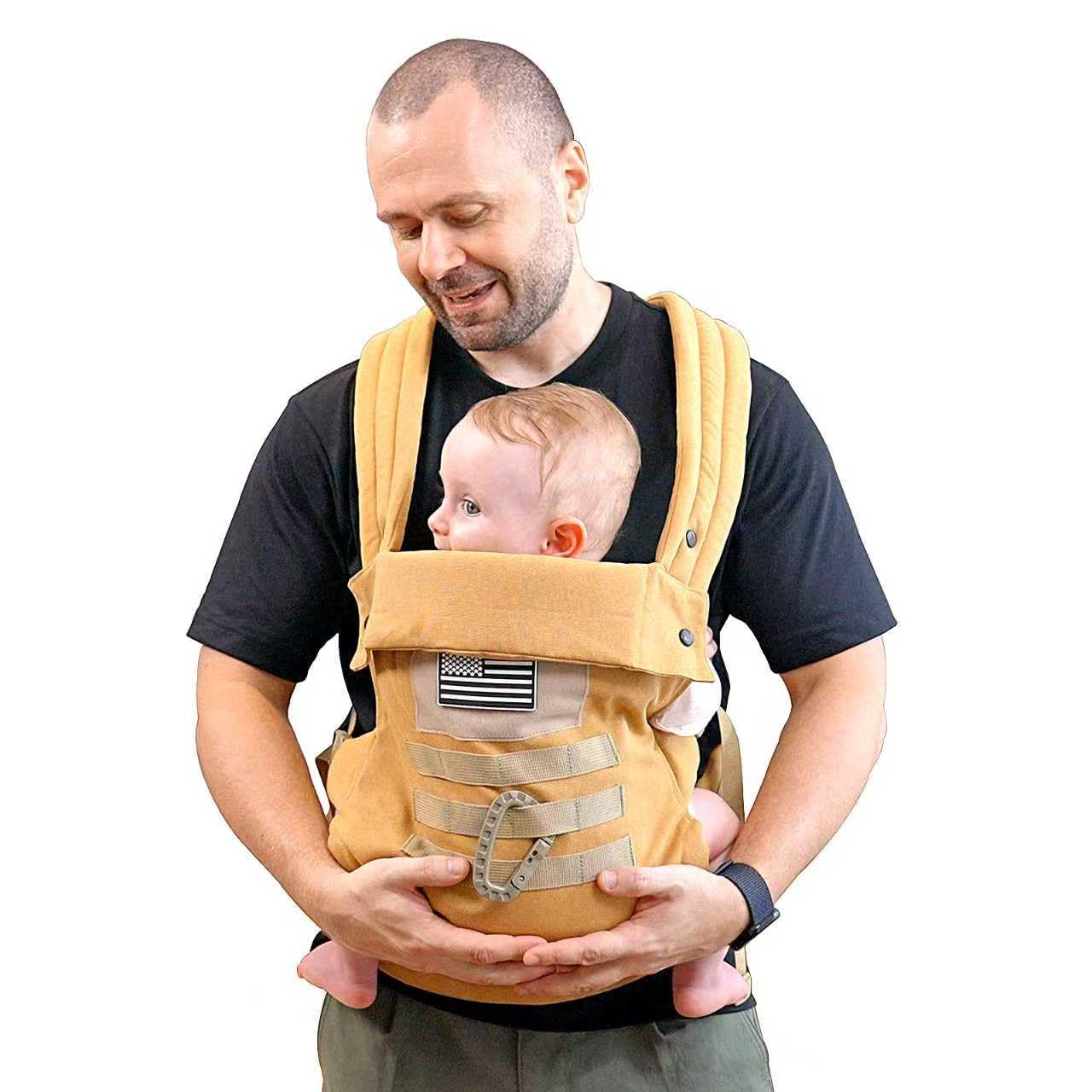 YESYBC baby carrier front view with lumbar support for comfortable all-day wear.