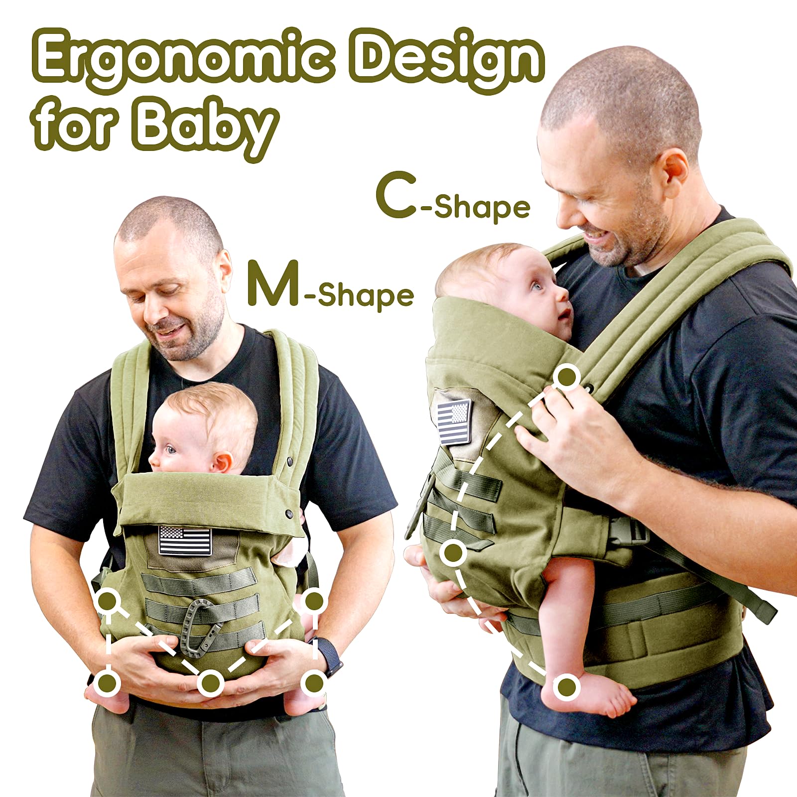 YESYBC soft cotton green carrier resting against skin-friendly fabric.