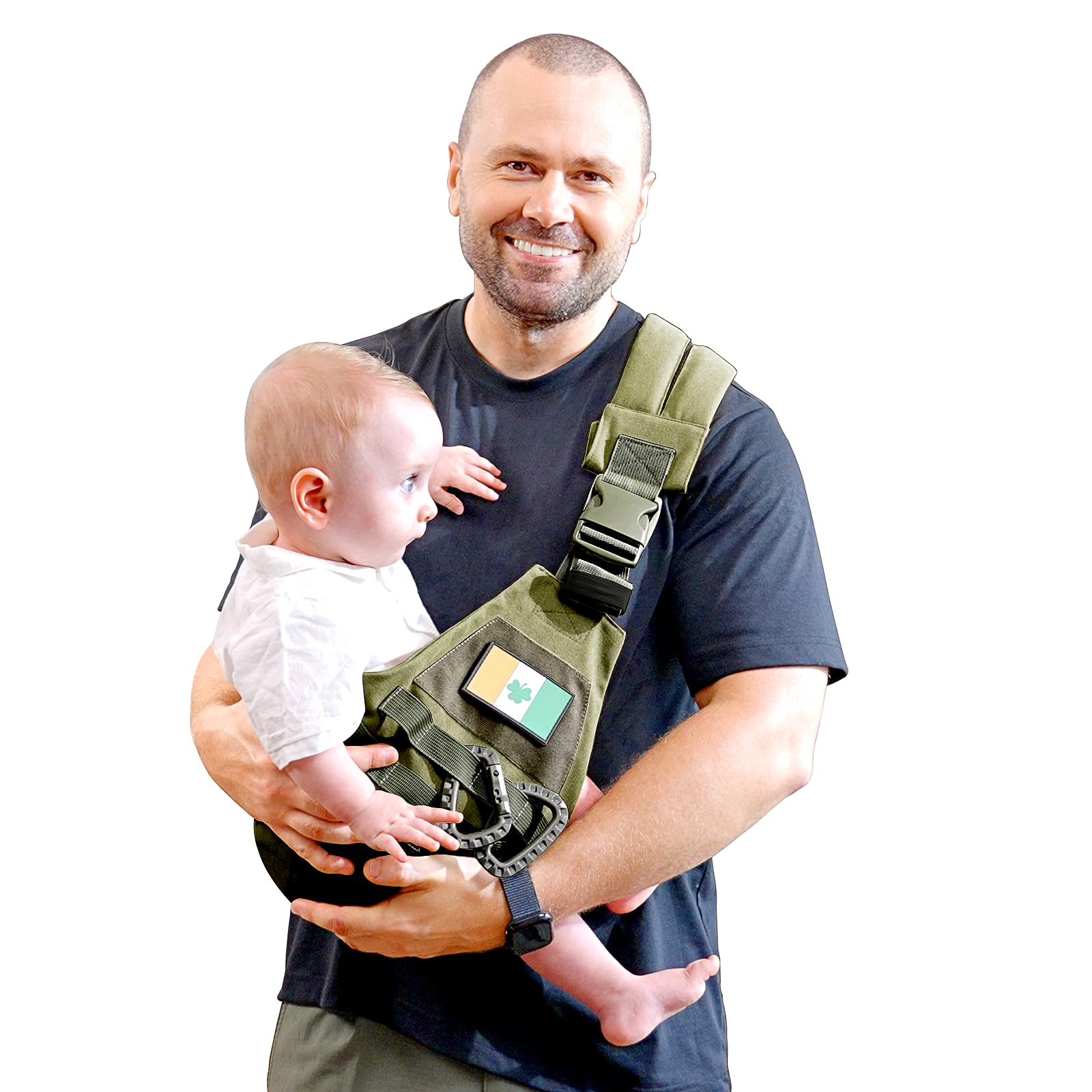 YESYBC baby sling with adjustable hip-seat in green supports growing babies