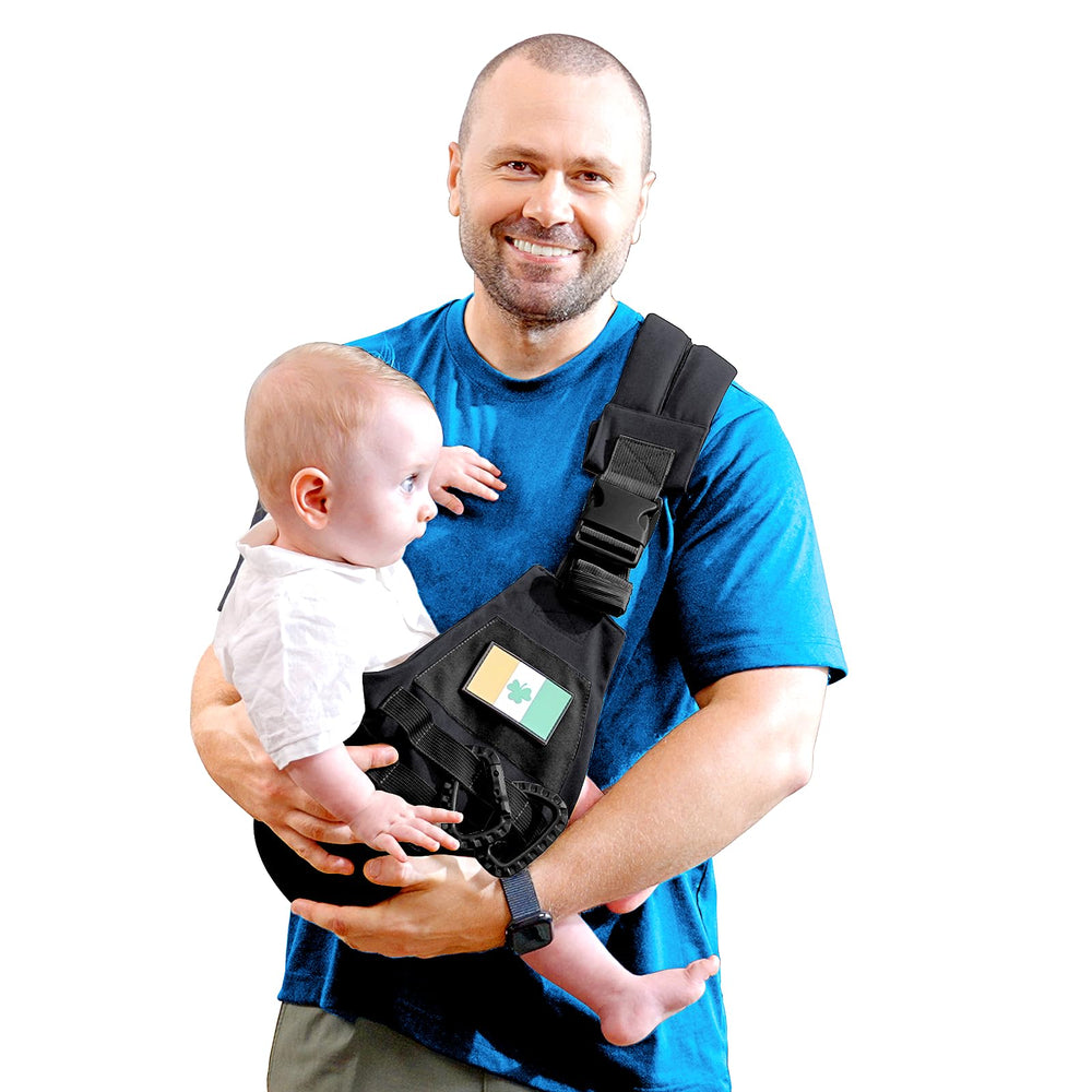 YESYBC baby sling carrier front view shows ergonomic carrying option.