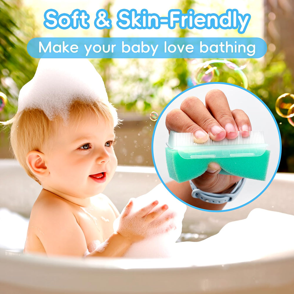 YESYBC silicone cradle cap brush offers safe, comfortable scrubbing on the scalp.