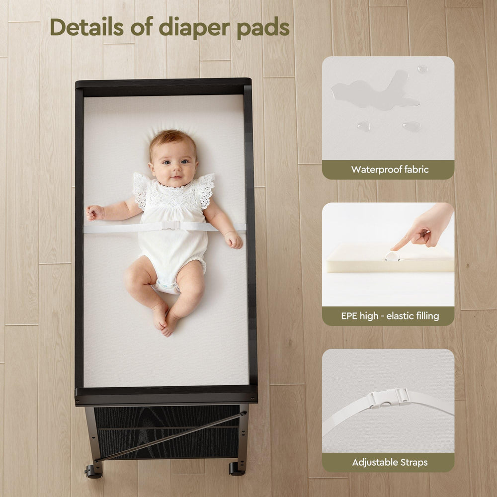 Yetom wheels with safety locks enable easy mobility between rooms.