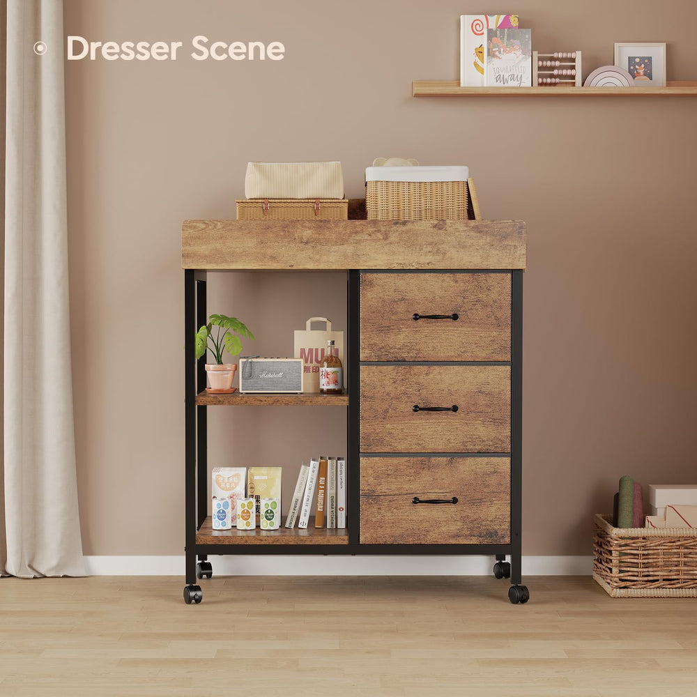 YeTom Dresser placed in nursery with ambient lighting for cozy, organized space.