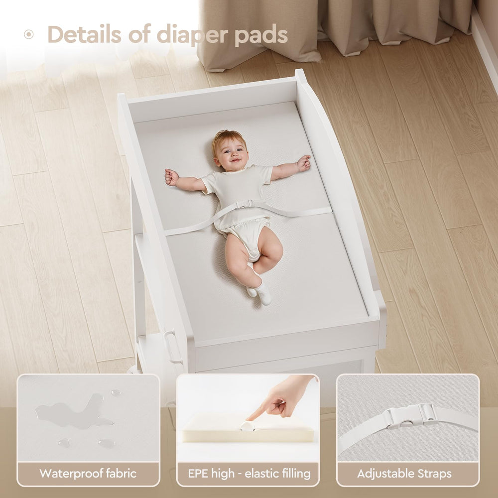 YeTom Changing Table Dresser waterproof changing pad is easy to wipe clean