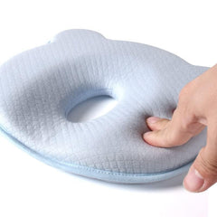 Yevclihds ergonomic baby pillow in compact 9.8x8.6x1.2 inches for travel.