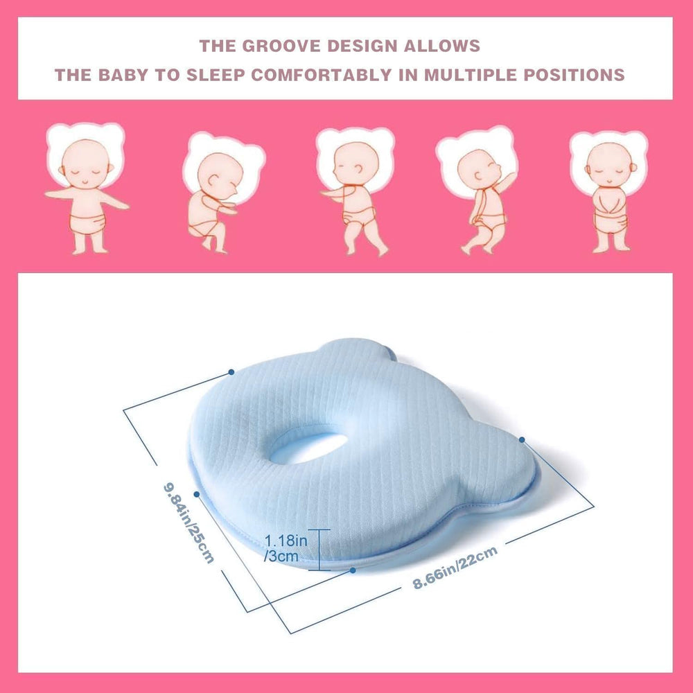 Yevclihds memory foam baby pillow bear design with breathable bedding compatibility.