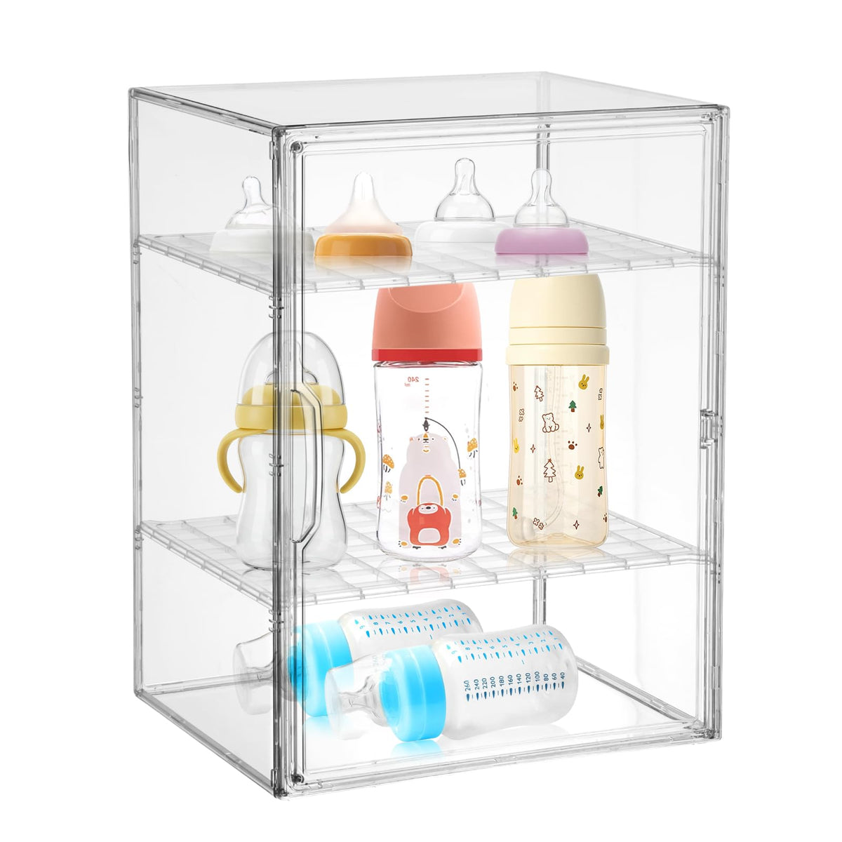 YEXEXINM 3-tier bottle organizer front view shows clear design for quick item spotting