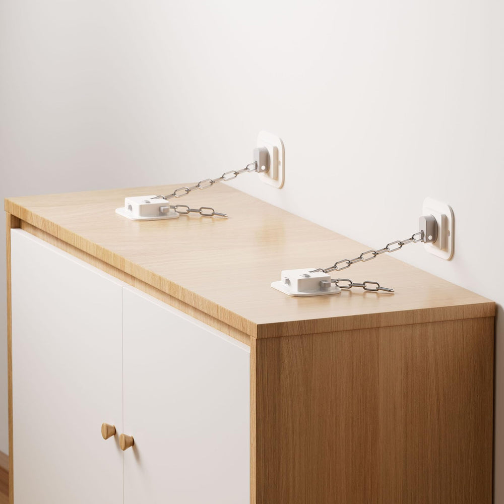 YEYA anti-tip anchor adjustable straps secure a bookshelf with clean hardware.
