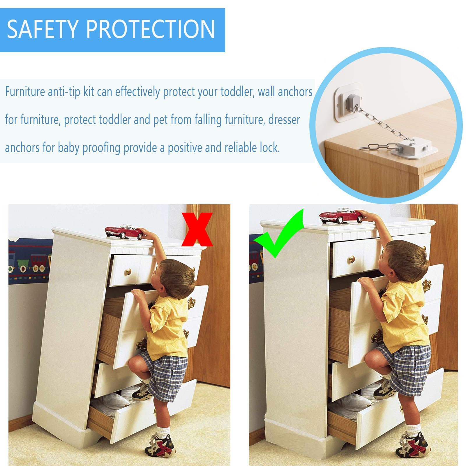 YEYA bookshelf anti tip system keeping furniture stable