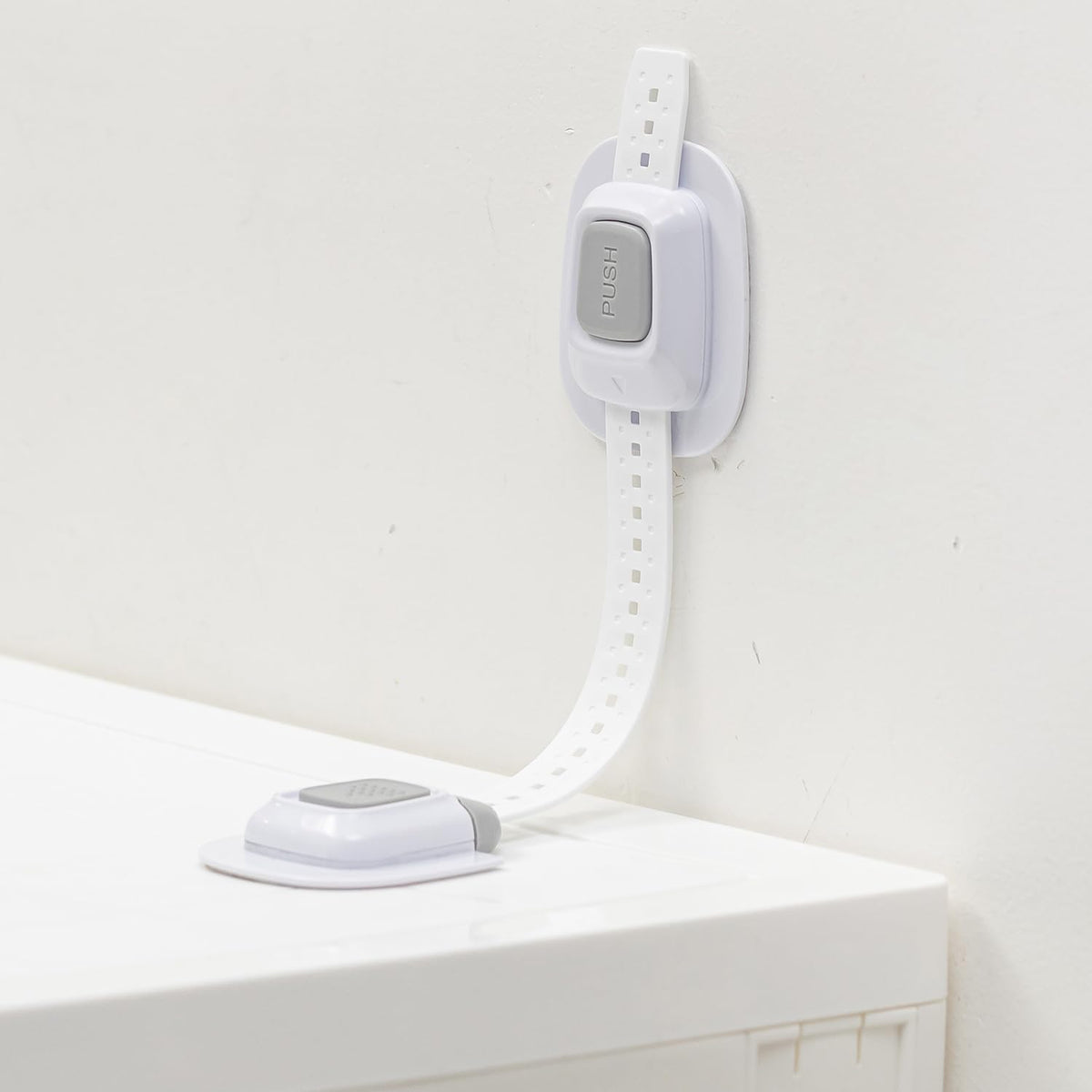YEYA anti-tip straps with adhesive backing secure furniture without drilling.