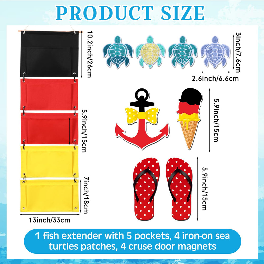Yeyeplum fish extender pockets in black, red, and yellow for quick identification