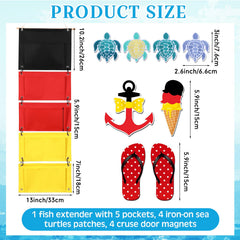 Yeyeplum fish extender pockets in black, red, and yellow for quick identification