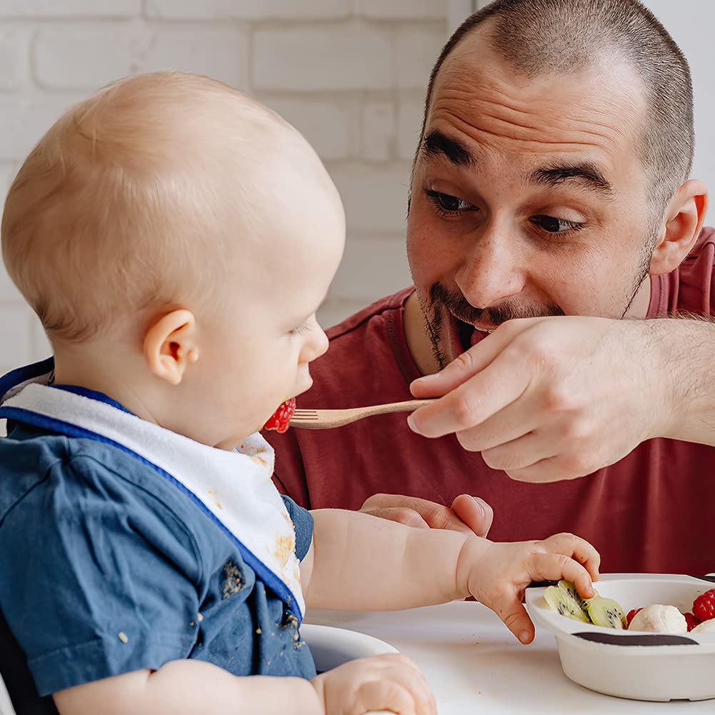 YFWOOD anti-slip grip reduces slipping for confident self-feeding.