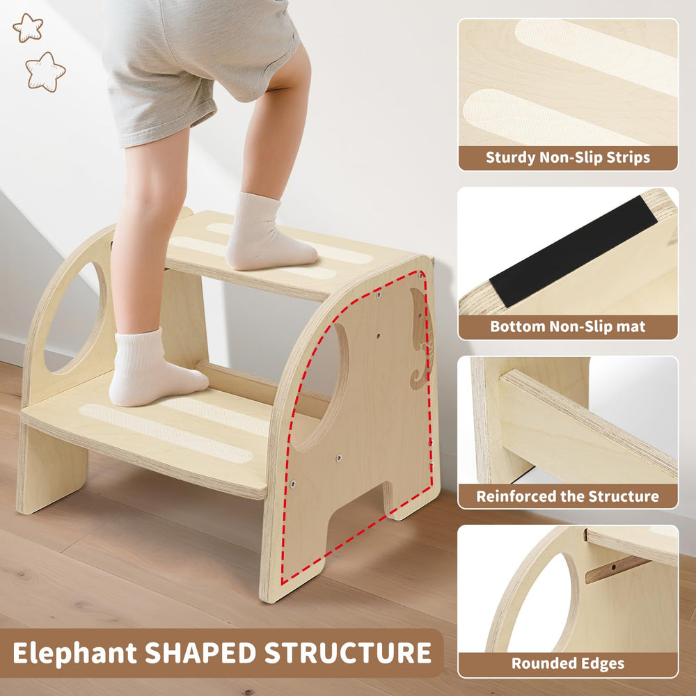 YHANEC A-frame non-slip base keeps the stool sturdy on any floor surface