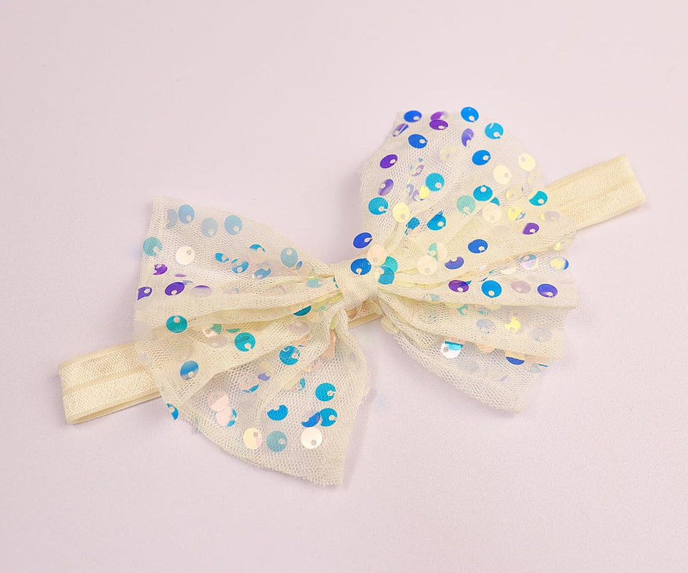 Yheahin yellow chiffon flower headband adds gentle color for newborns.
