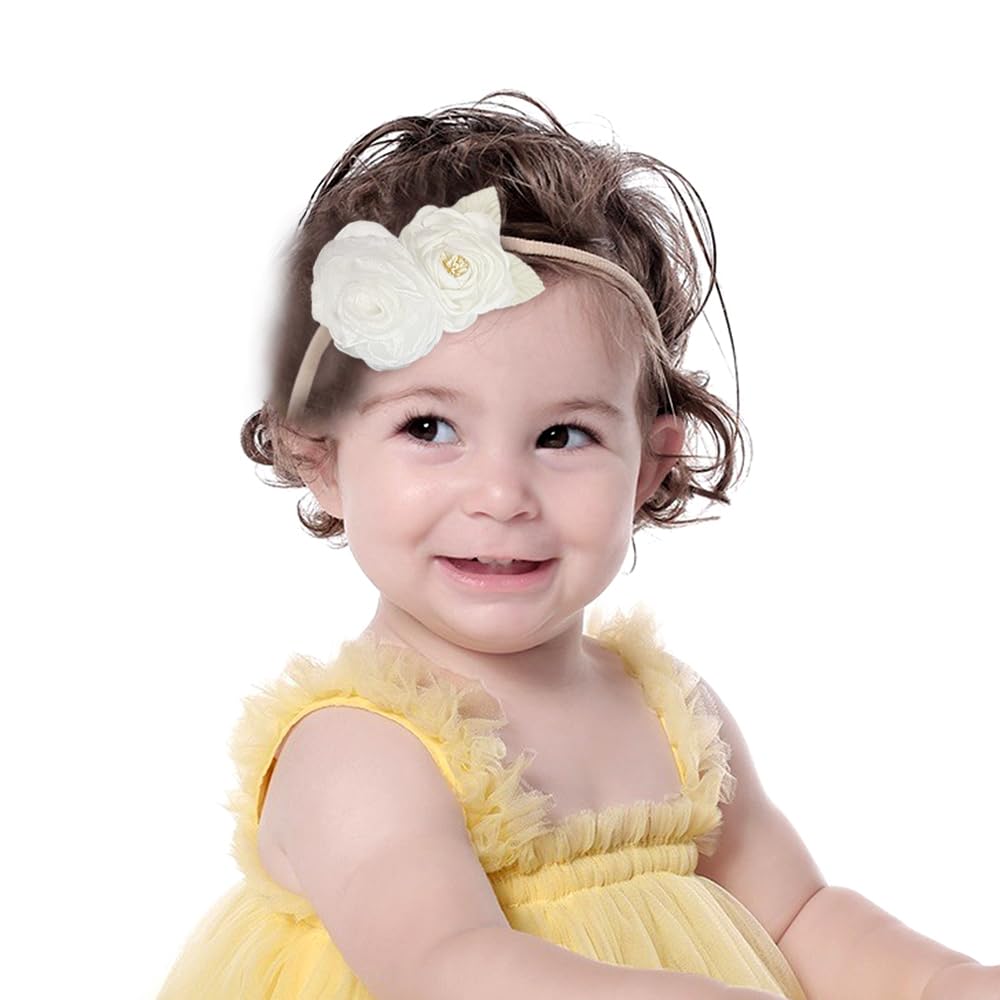 Yheahin floral headband ideal for birthday photoshoots with white roses.