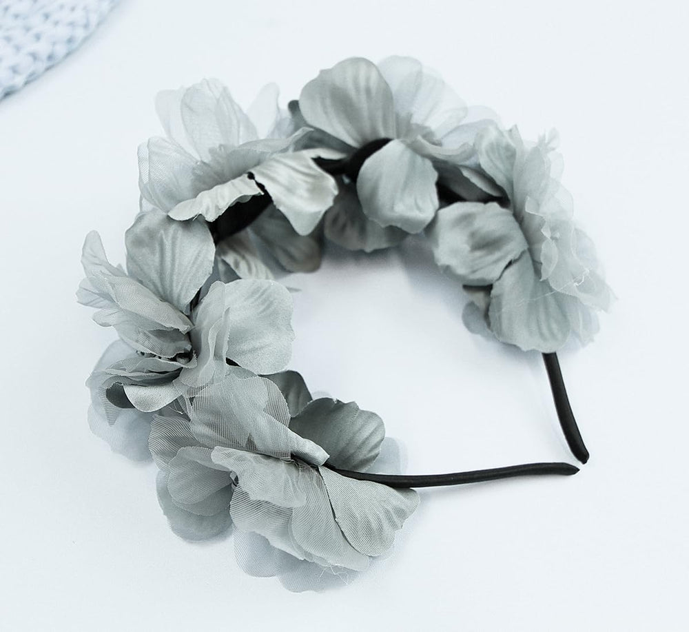 Yheahin floral headband grey soft ribbon delivers gentle comfort for all-day wear.