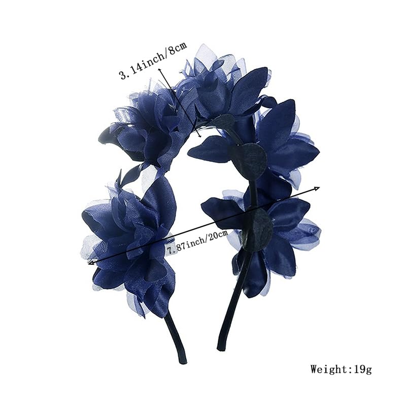Yheahin flower headband close-up showing chiffon gauze petals