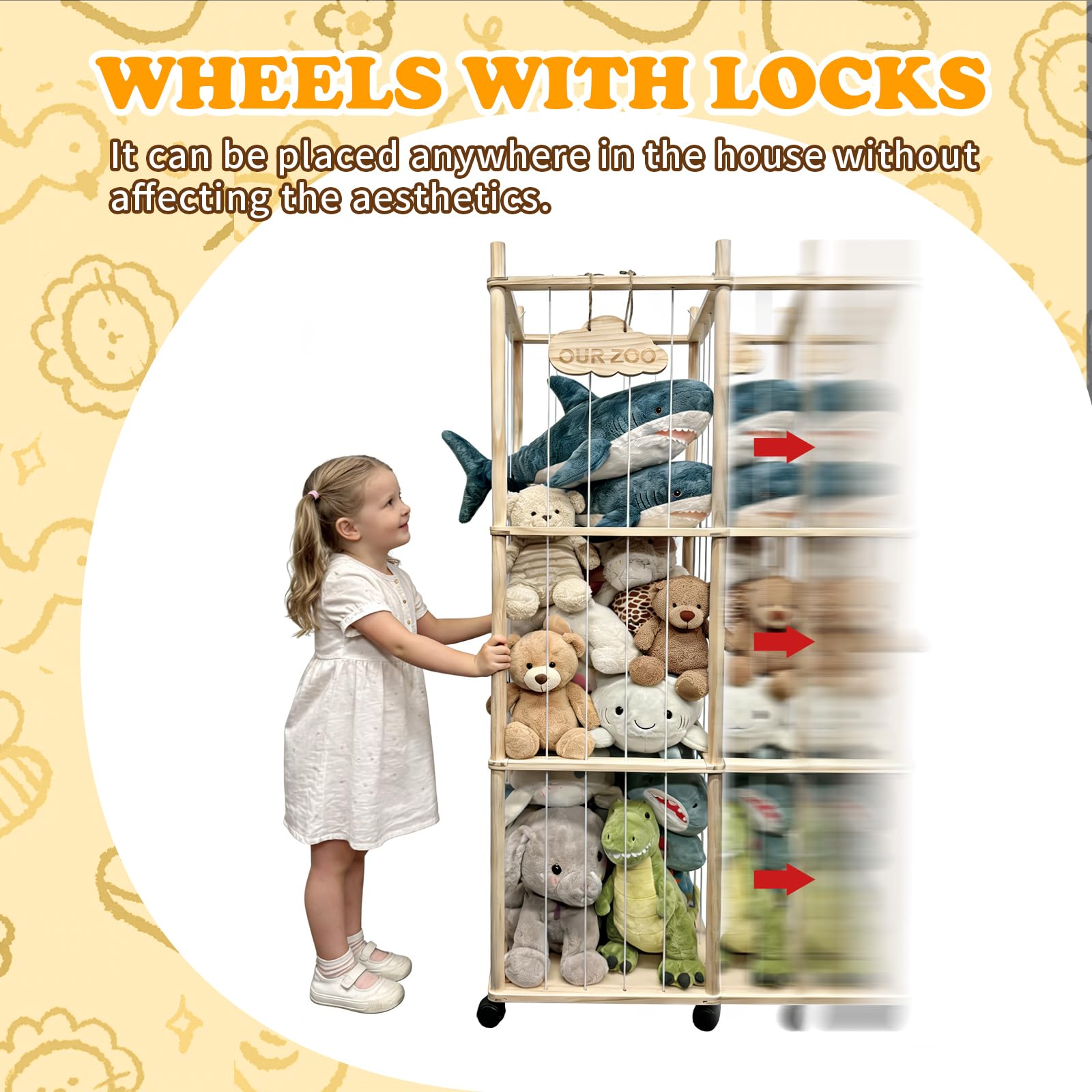YHJZ spacious design helps display plushies while keeping floors clear