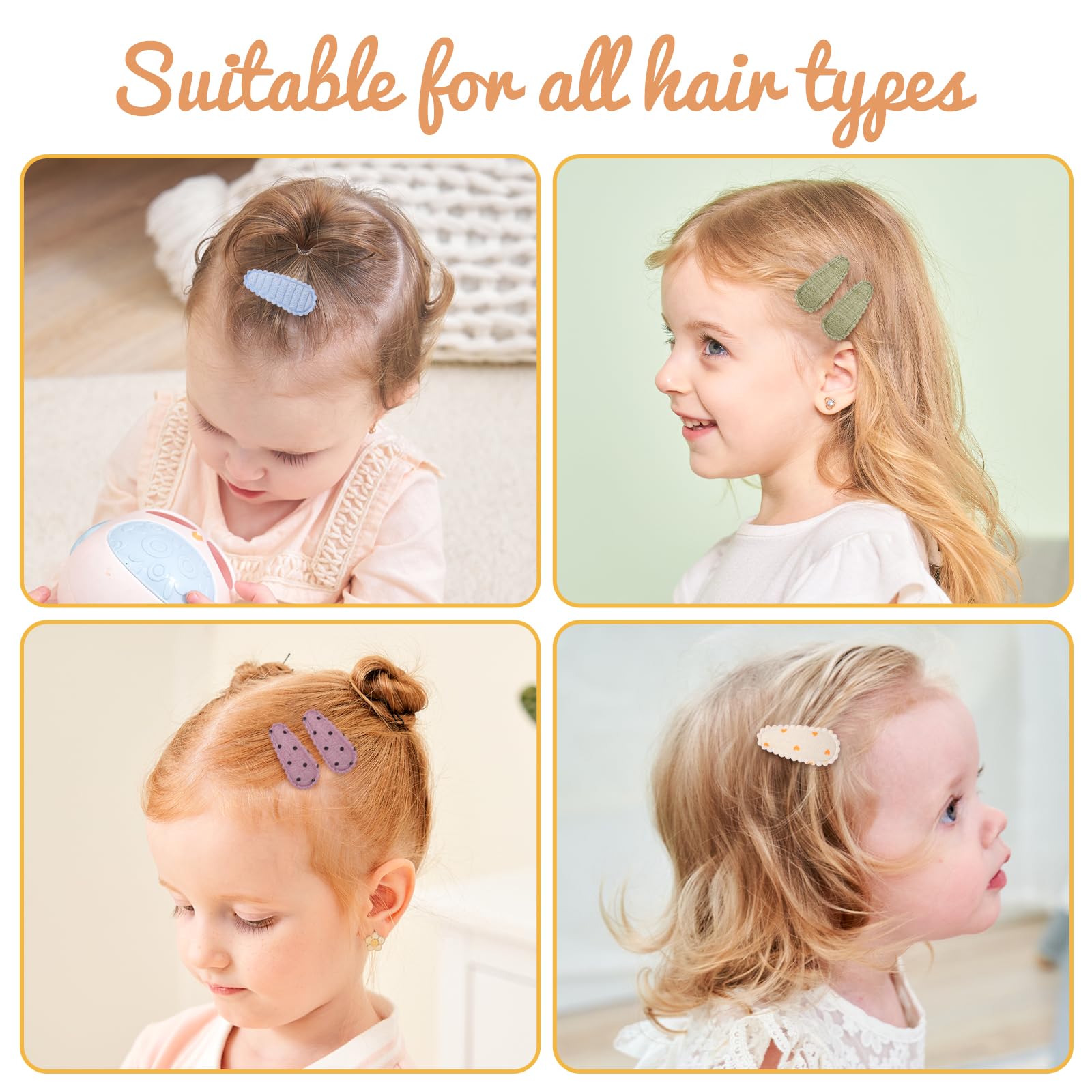 YHXX YLEN toddler hair clips showing patterns and solid colors for coordination.